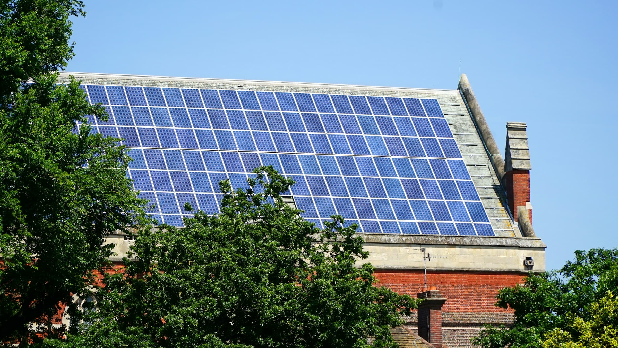 Solar panels on a historic Hudson Valley building
